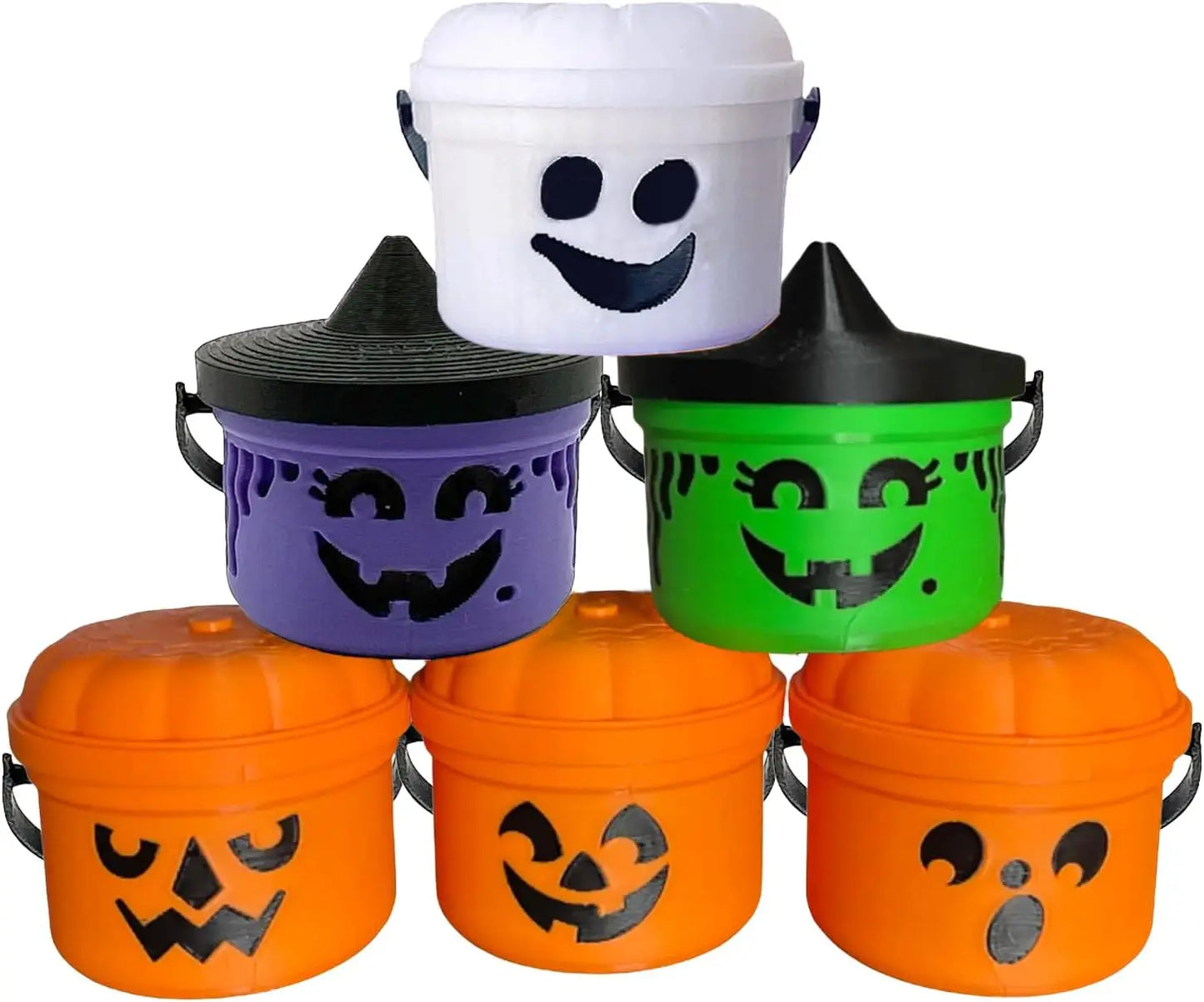 Spooky Mini Boo Bucket Figurines Mini Halloween Nostalgia Bucket Halloween Buckets Bulk Candy Bowl Plastic Buckets with Handles