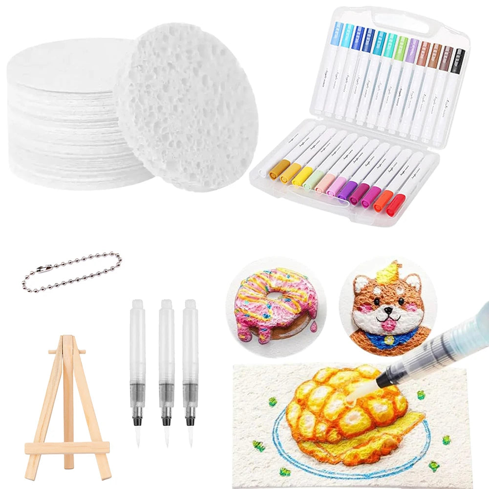1 Set 3D Drawing Magic Canvas Sponge DIY Kid Magic Puffy Paint with Drawing Pens Foam Texture Painting Kit for Kids Art Supplies
