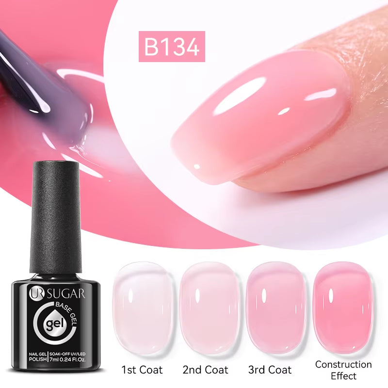 7ML Fiber Rubber Base Gel for Broken Nail Repaired Fiberglass Clear Quick Building UV Construction Gel Soak off Varnish