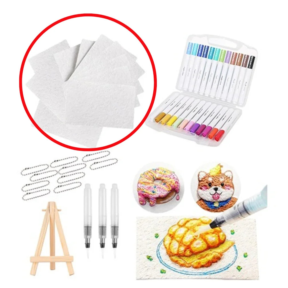 1 Set 3D Drawing Magic Canvas Sponge DIY Kid Magic Puffy Paint with Drawing Pens Foam Texture Painting Kit for Kids Art Supplies