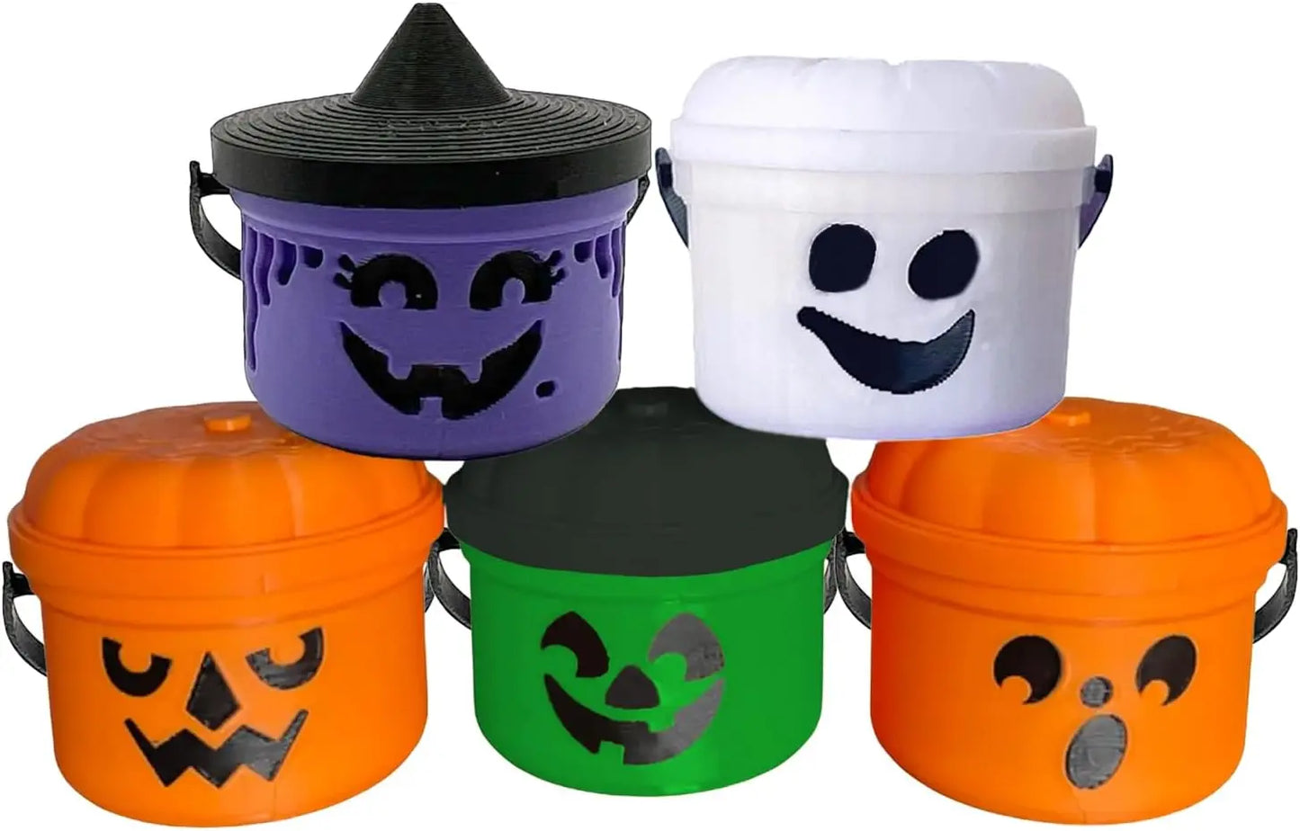 Spooky Mini Boo Bucket Figurines Mini Halloween Nostalgia Bucket Halloween Buckets Bulk Candy Bowl Plastic Buckets with Handles