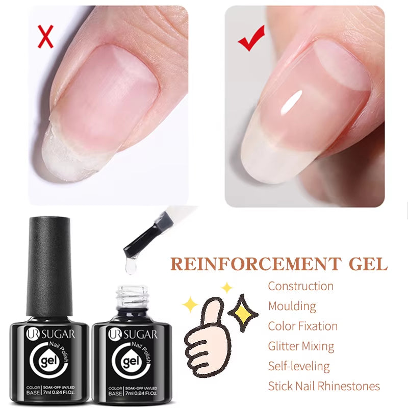 7ML Fiber Rubber Base Gel for Broken Nail Repaired Fiberglass Clear Quick Building UV Construction Gel Soak off Varnish